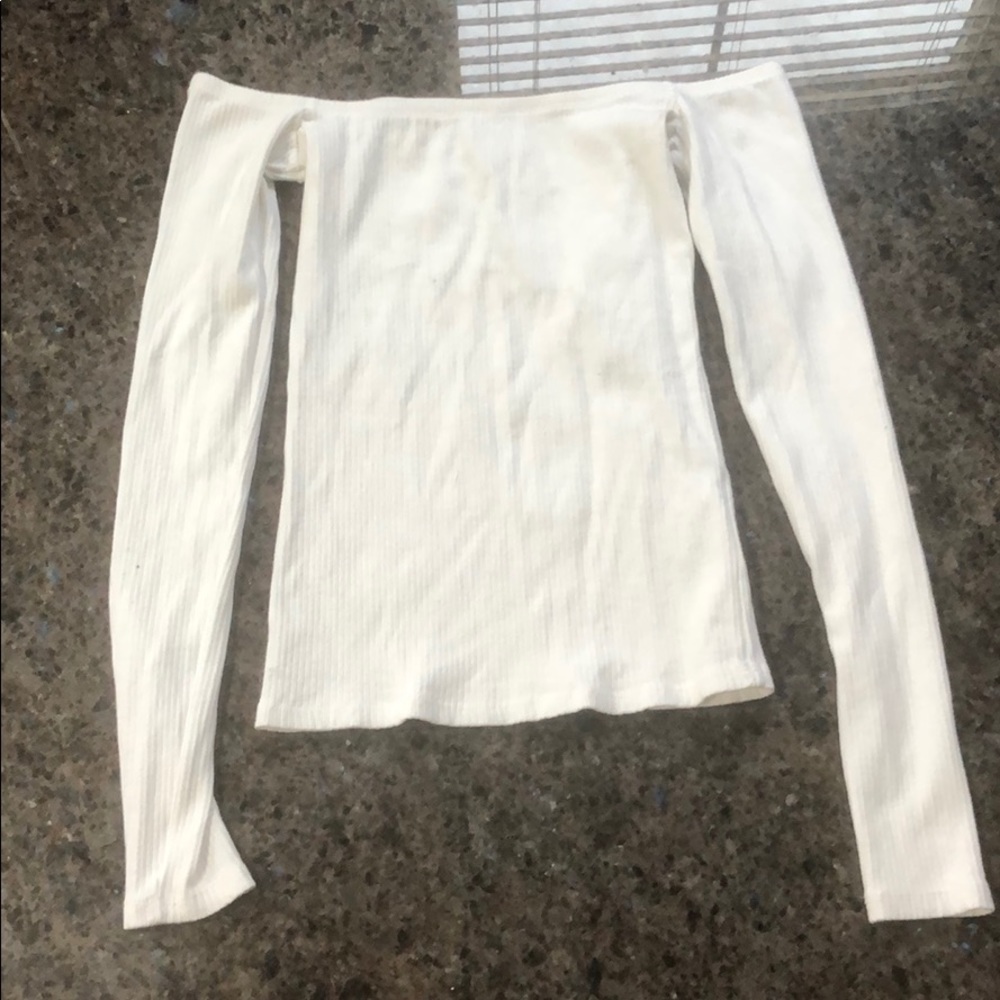 white off the shoulder long sleeve from hollister